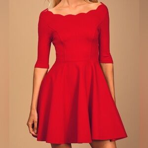 CLOSET CLOSING Lulus Tip the Scallops Red Cocktail Dress, size XS